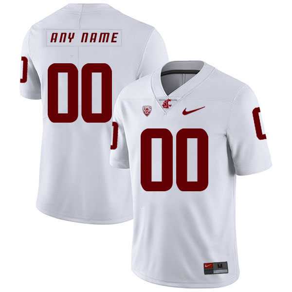 Men%27s Washington State Cougars Customized White College Football Jersey->customized ncaa jersey->Custom Jersey